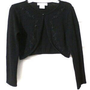 BONNIE JEAN Girl's Size 5 Little Black Sweater with Bead & Embroidery Decor